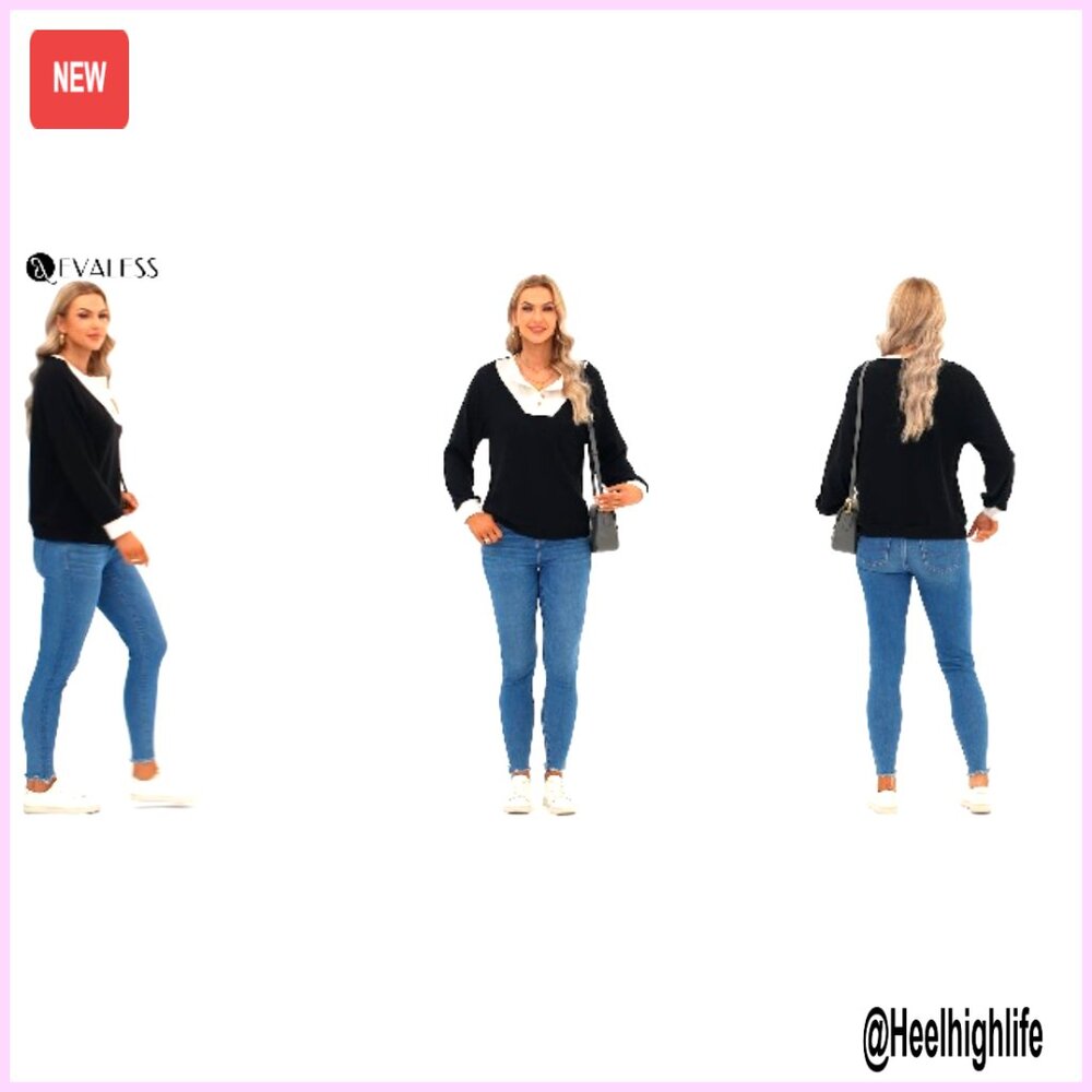 Long Sleeve Patchwork Pullover Sweatshirt, Oversi… - image 7